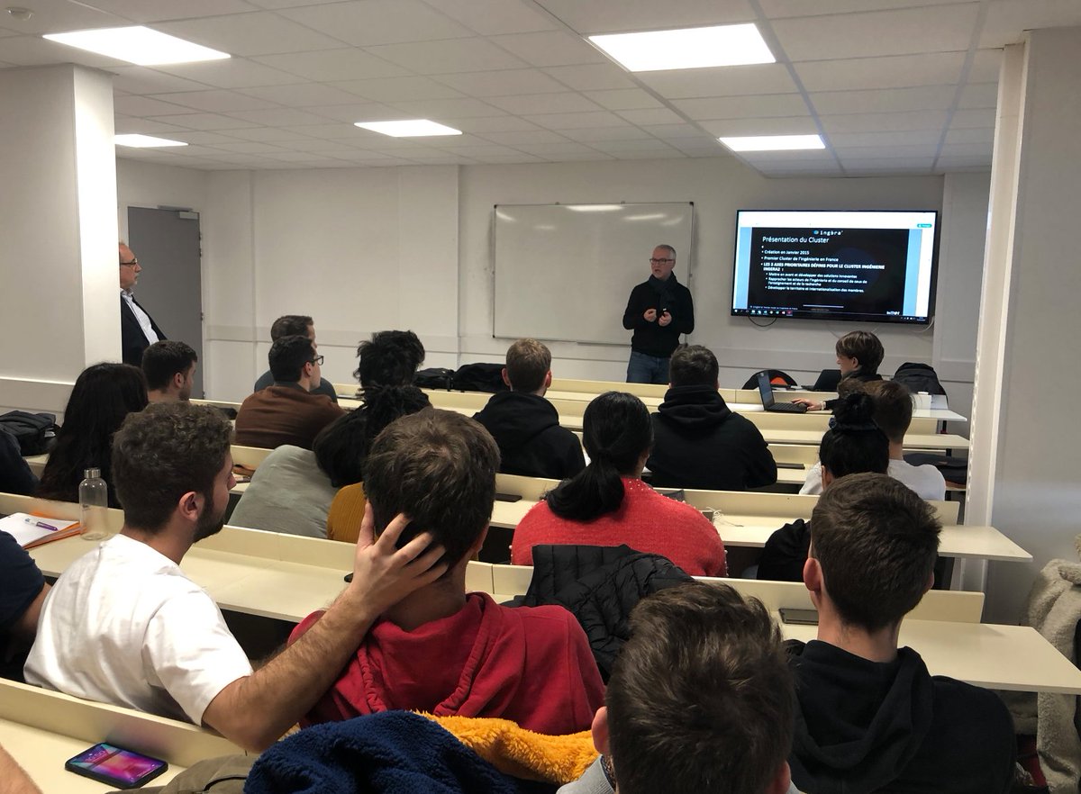 Hier le <a href="/Cluster_ingera2/">Cluster_Ingera2</a>  venait rencontrer nos étudiants de 3ème année pour présenter le challenge 24H ingé'innov.

Le Cluster ingera2 organise ce challenge en partenariat avec de nombreuses entreprises et écoles dont l'INSA de Lyon et HYBRIA.