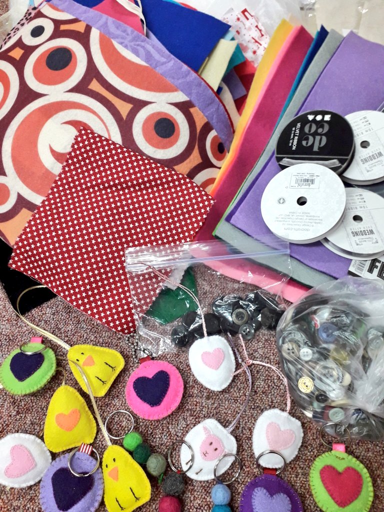 Thank you @HeartFeltJudy for your donations. Those hand felt key rings are such a delight and we look forward to using all the wonderful fabrics and felt in our Craft Group!
