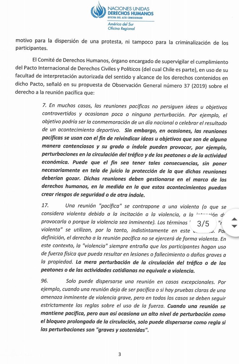 AnaMariaGazmuri's tweet photo. Atención! La #LeyAntiSaqueos es en realidad una ley antiprotesta. ONU advierte contravenciones respecto del derecho a la manifestación: “La mera perturbación de la circulación de tráfico o de los peatones o de la actividad económica no equivale a violencia". 👇🏼1/2 https://t.co/j2rbtH304H
