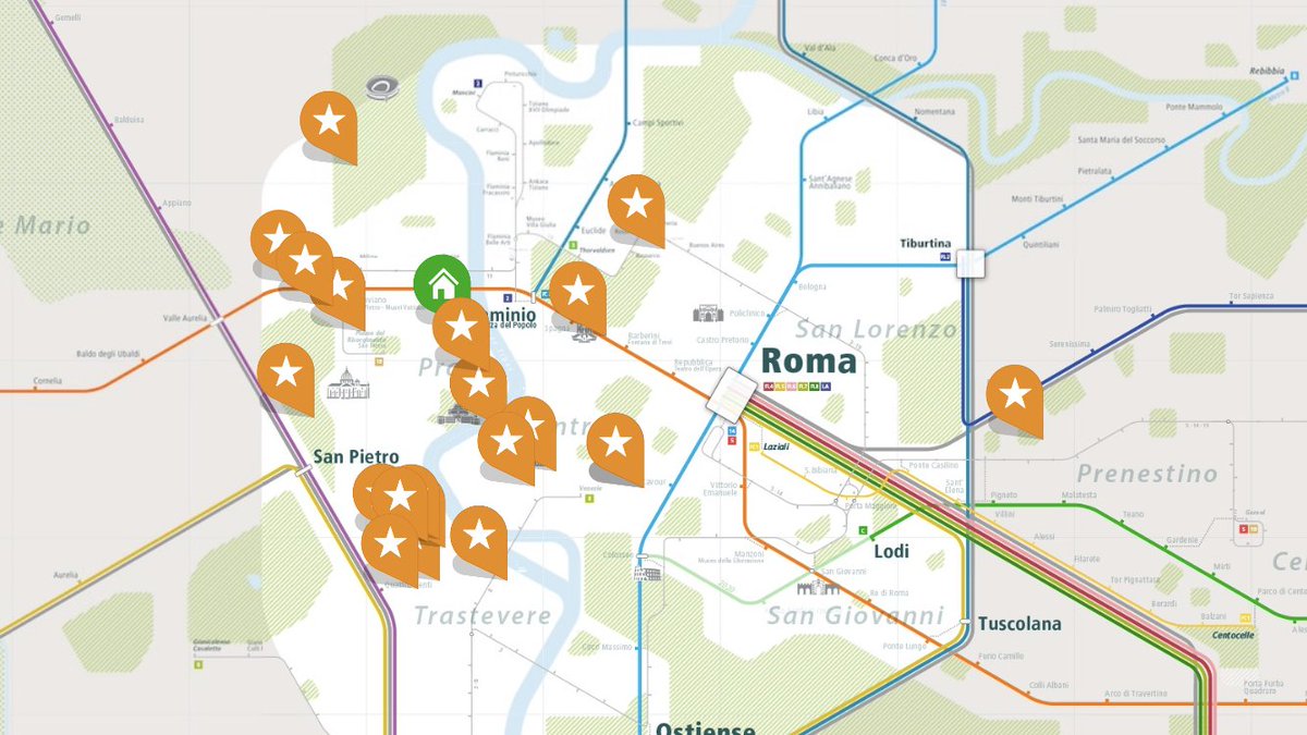 cityrailmap's tweet photo. Did you know you can place markers on our maps? Hotel, restaurants, tourist sites can all be ready to go before you even leave! Here is user @jasonconga ‘s map markers for his trip to #bellaroma last month. Who else uses map markers for their #citytrip ? #travel #Rome #italy https://t.co/PeRNsr1Yz6
