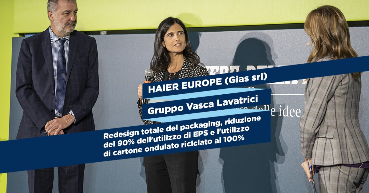 conai's tweet photo. .@HaierIT ha vinto il 6°Bando Prevenzione #CONAI grazie al re-design totale del packaging delle vasche per le lavatrici, generando una riduzione del loro peso unitario, una riduzione del cycle time di assemblaggio e un’ottimizzazione dei trasporti #Ecodesign #EconomiaCircolare https://t.co/wh0J1FT2ov