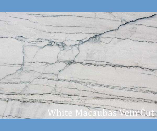 White Macaubas quartzite is a white background stone with ivory tints and a vein combination in greys, whites and ivory providing a unique marble look and glassy finish that will dazzle users and onlookers #ukimporter #quartzite #marblelook