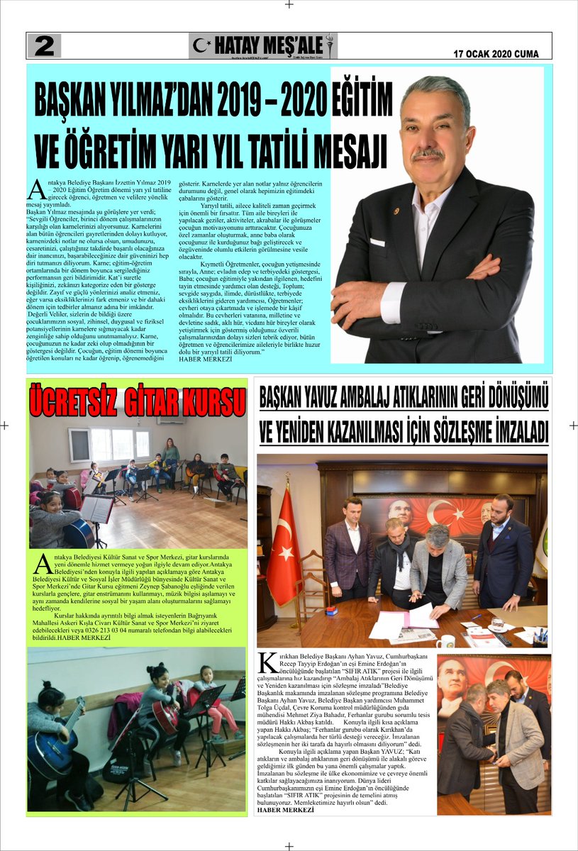 CAYLIKAZIM's tweet photo. 17/01/2020 HATAY MEŞ'ALE GAZETESİ https://t.co/V7uIwwfIZB