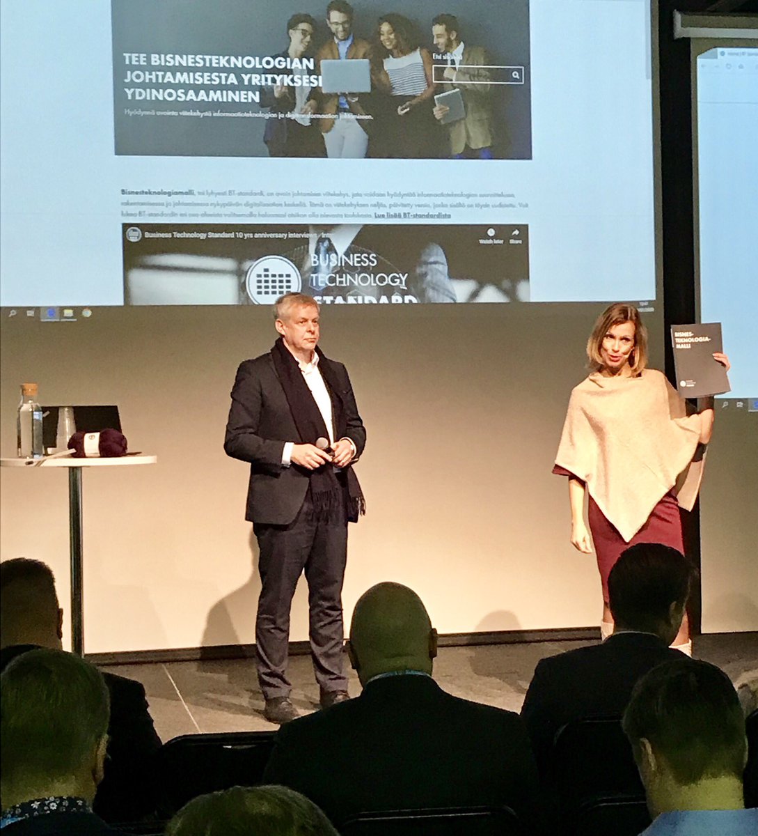 #BusinessTechnologyStandard is now published in Finnish #BTmalli ! Find the best practices for business technology management at manage.org (ENG) and btmalli.fi (FIN). Juha Huovinen and @KatriKolesnik from #BTforum presenting.
#DJP2020 #learnBT #manageBT