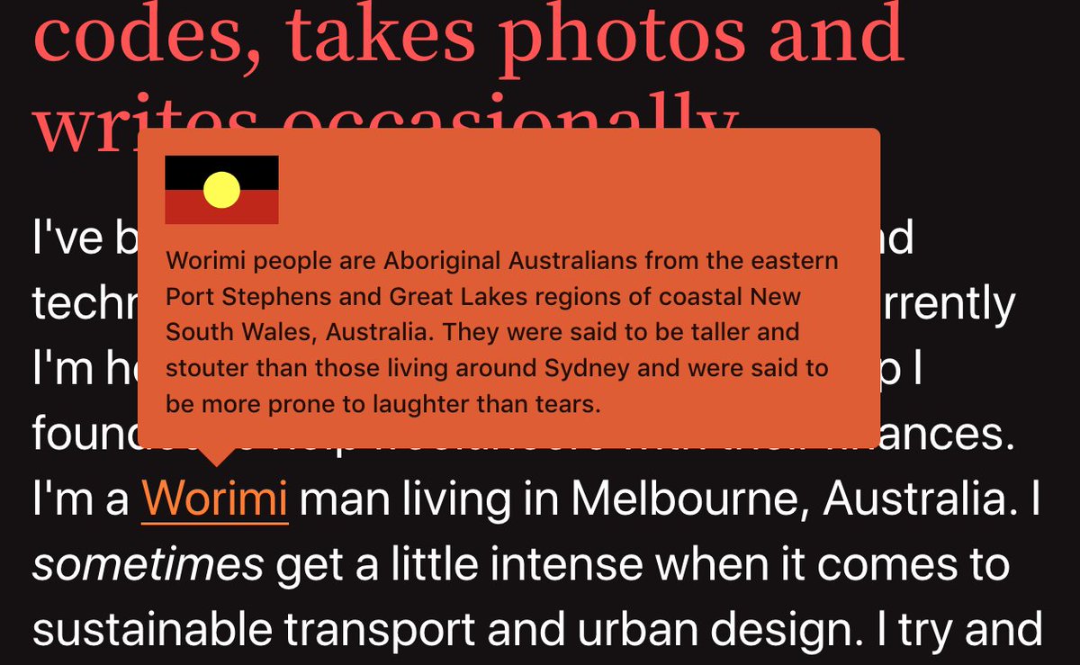 grantmccall's tweet image. Building my own personal site for the first time in 10 years. I wanted to replicate the Wikipedia style tooltips with contextual info on links. It can be done with subtle hover animations in less than 40 lines of CSS only, no JS. 
#CSS #webdesign #nojquery #webdev