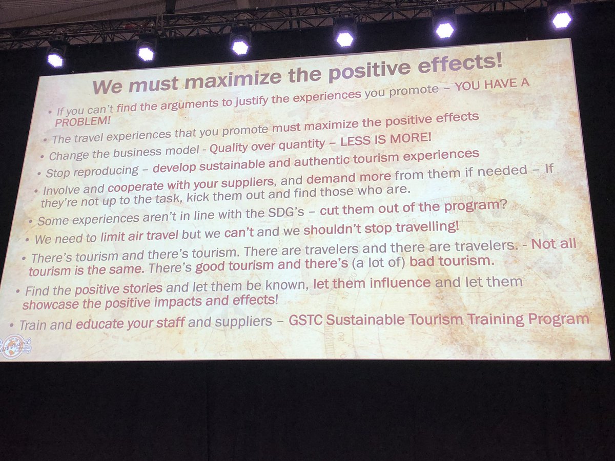 Jeppe Klockareson from @Fair_Travel_Swe says we must maximise the positive effects of travel. It’s about quality over quantity <a href="/MatkaTravelFair/">Matka Nordic Travel Fair</a> <a href="/sellingtravmag/">Selling Travel</a>