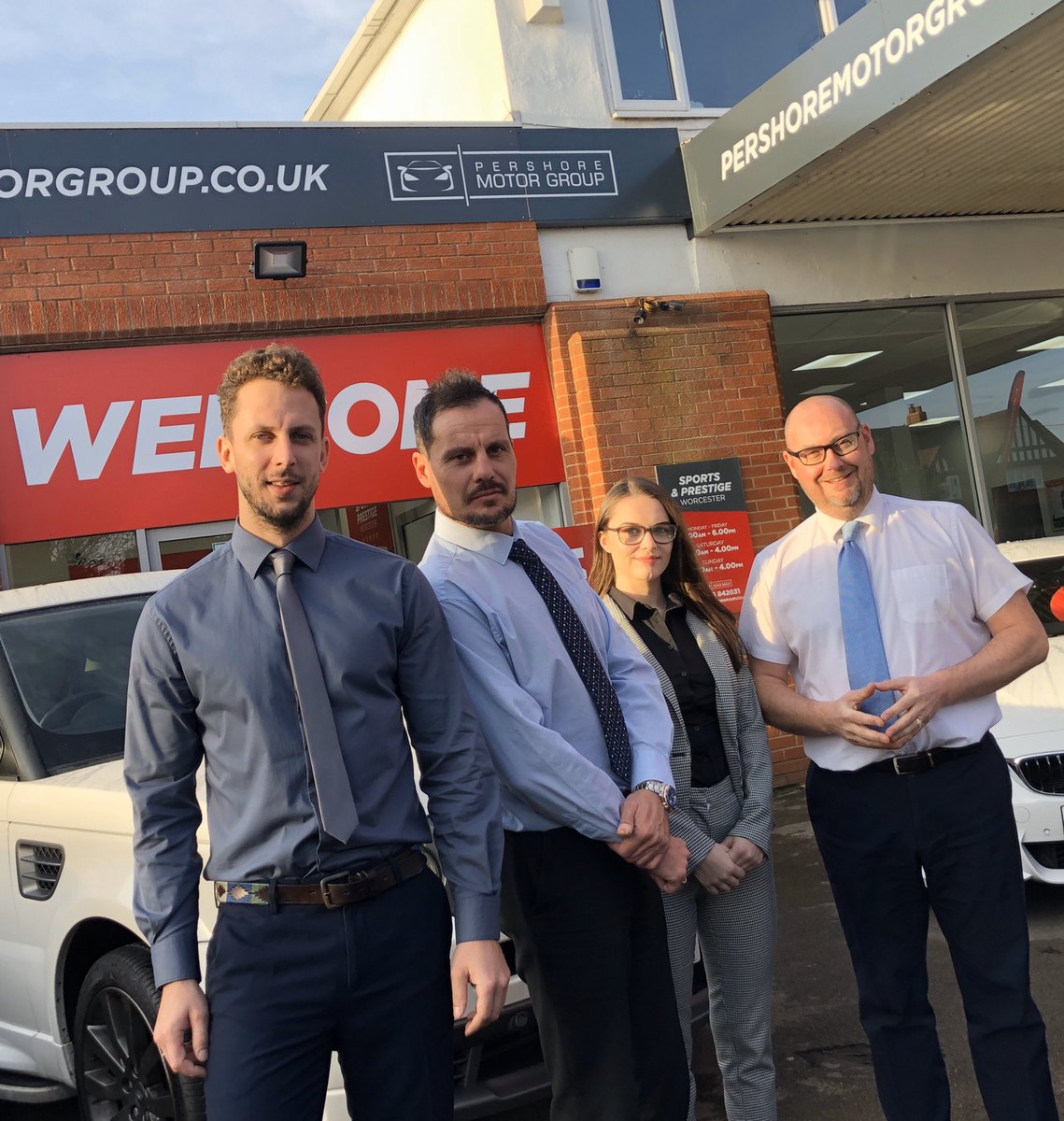 Not sure who wins for the best pose in this team pic! Welcome to our Sports &amp; Prestige team Laura &amp; James! #WorcestershireHour #prestigecars