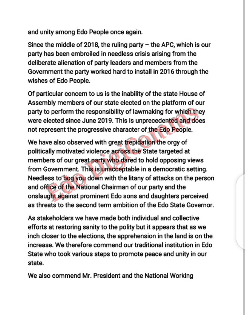 gloria_adagbon's tweet photo. Text of the Press Conference by Critical Stakeholders in Edo State @OfficialAPCNg today, 16th January 2020 in Benin City. #EdoNextLevel #Edo2020 https://t.co/W4icxp3Y3b