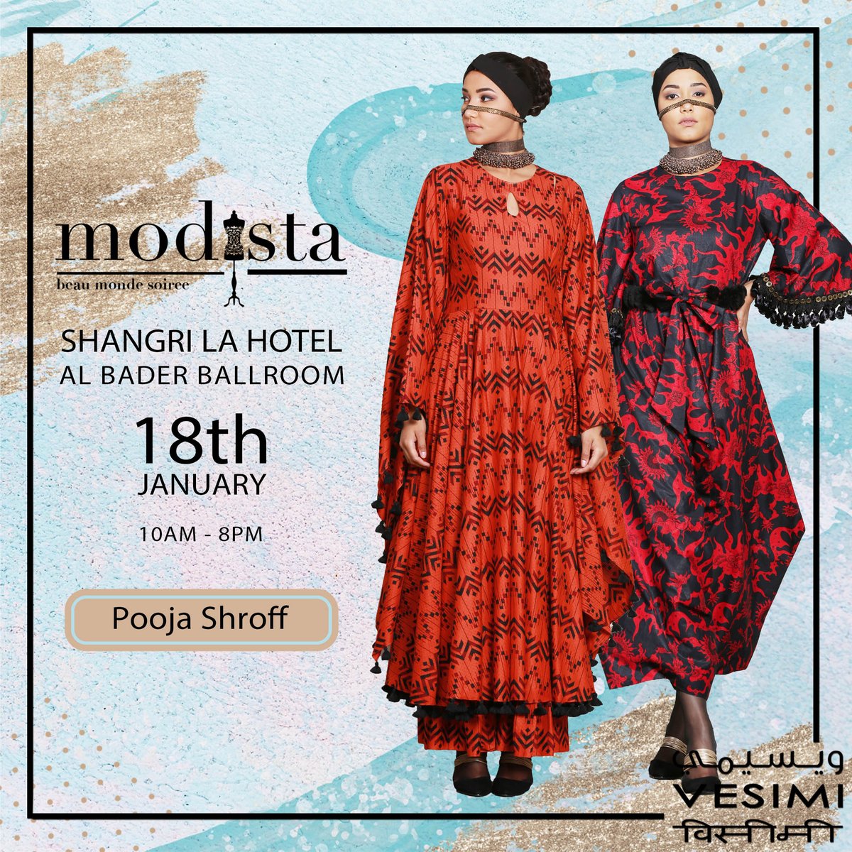 _VESIMI's tweet photo. A capsule of everything summer and fresh with eclectic batik prints by #PoojaShroff on 18th January from 10am to 8pm at Shangri-La Hotel, AL Bader Ballroom...
.
.
.
#fashion #fashionexhibition #dubailuxurylifestyle #Vesimi #Modista #Dubai https://t.co/jOtrBkGqjU