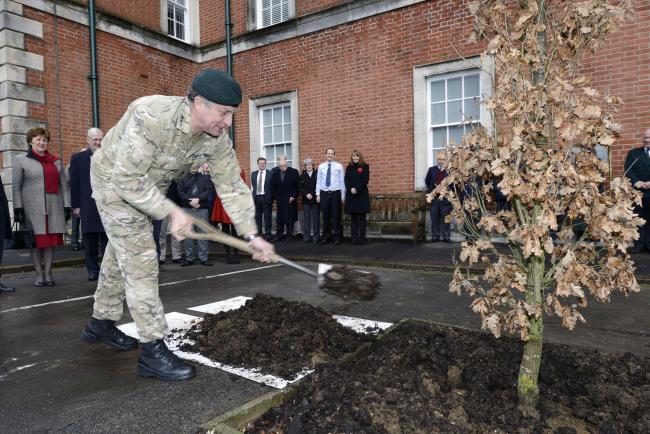On 29 Jan 2019 Hillier Landscapes together with Hillier Nurseries donated 2 oak trees to the Peninsula Barracks in Winchester in memory of The Rifles fallen. Lieutenant General Sir Nick Carter performed the ceremonial planting. #ThrowbackThursday @HillierL_scapes <a href="/HillierTrees/">Hillier Trees</a>