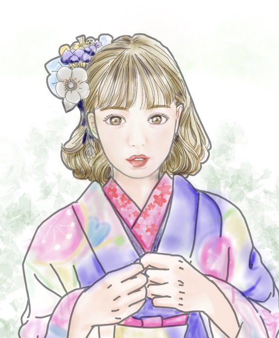 着物イラストのtwitterイラスト検索結果