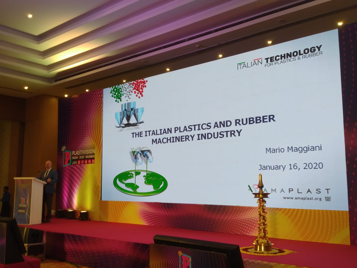 POLYMERUPDATE's tweet photo. Mr. Mario Maggiani, Director / General Manager, @AMP_Amaplast and also Secretary-General, #CIPAD shares his valuable insights on Global Plastic Industry Scenario and Challenges at AIPMA - Plastivision India 2020.
#PlastivisionIndia #PlasticExhibition #Mumbai https://t.co/r72eFjCABF