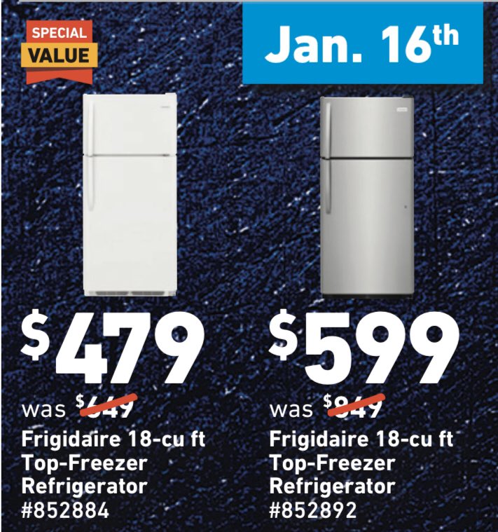 ShaneGagne76's tweet photo. Wow! Check out the savings on these fridges! One day only! Stop by your local Lowe's Pro Desk to get some! #20DaysofDeals #Chillin #1Region #GoBigBlue @BlueBoxR1 https://t.co/rT3XEiSXLm
