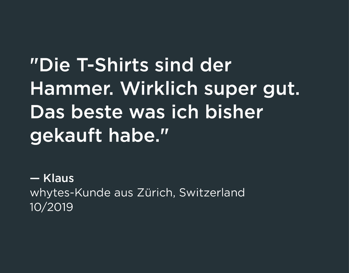 whytesCo's tweet photo. "The T-Shirts are amazing. Really great. The best Shirt I've ever bought." Blessed to have you as a customer, Klaus! #perfectWhiteTshirt #madeInGermany #PremiumQuality #lifestyle https://t.co/fgbjJ0H328