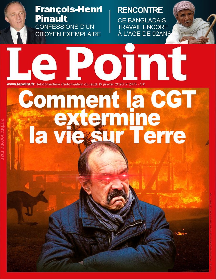 Jean-noël Lafargue on Twitter: "Au secours ! Je ne retrouve plus la parodie  de la couverture du Point "La CGT ruine la France" où Martinez a des yeux  laser et où on