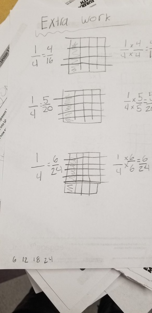 CheckOnChelsie's tweet photo. Your face when you are so comfortable with finding Equivalent fractions that you solve not just the 2 exit ticket questions .. but you decide to CREATE three more questions on the back 😁❤ #proudteacher #RichmondMath https://t.co/tBrFbvJ64b