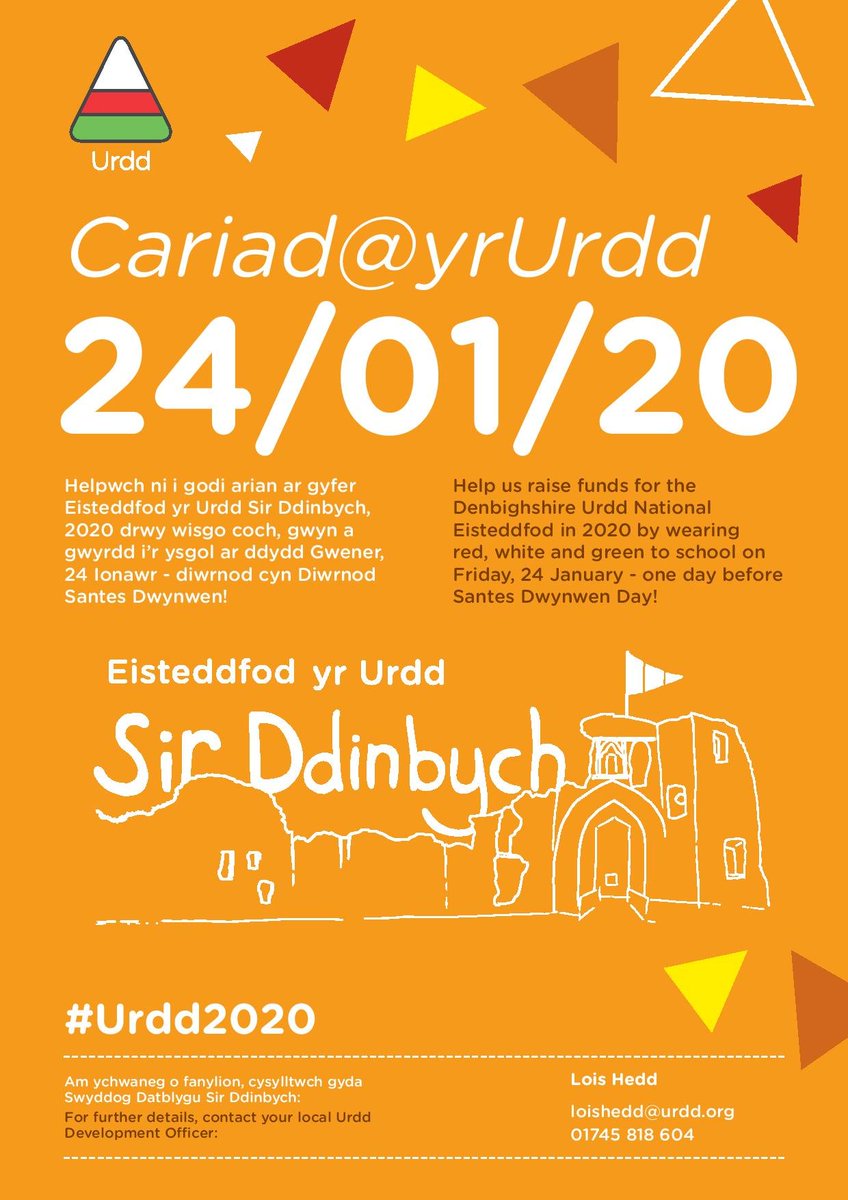 rhosstreet's tweet photo. Diwrnod Cariad yr Urdd.
Red, white and green own clothes, next Friday Jan 24th. £1 contribution requested, in aid of the Ruthin Urdd Appeal, fundraising for May's Eisteddfod.  #RSScym #RSScom https://t.co/M7294YweFn