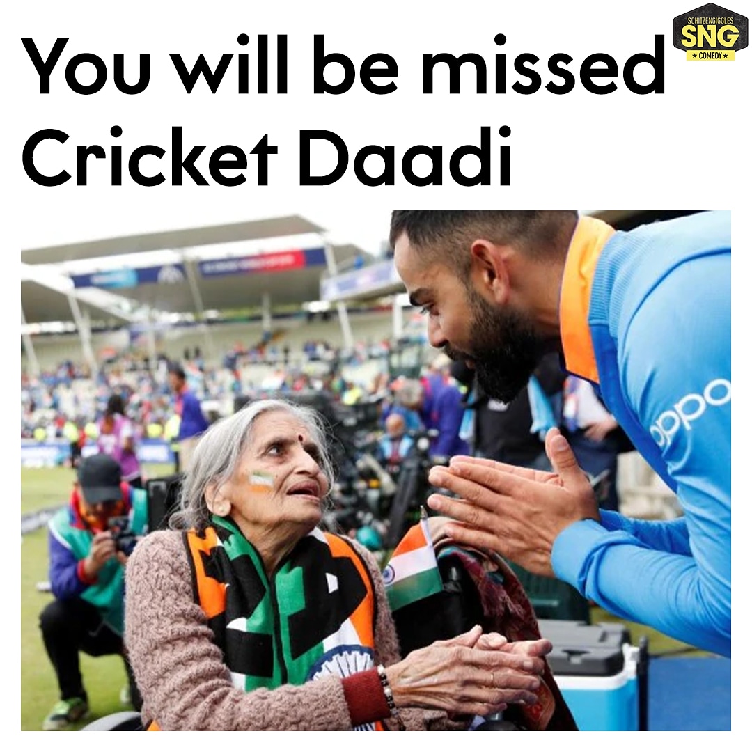 SnG Comedy (@sngcomedyin) on Twitter photo RIP Charulata Patel, the "Cricket Daadi" passed away today at the age of 87. RIP Charulata Patel, the "Cricket Daadi" passed away today at the age of 87.