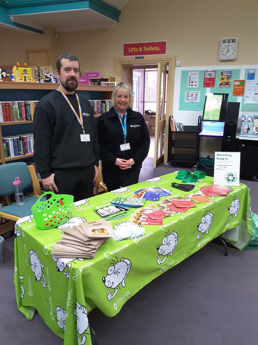 We've enjoyed recycling used material to make our crafts at Batley storytime this morning! Why not pop down and visit the team from kirklees recycling and learn about ways you can cut waste and help save the planet they are here till 2pm
