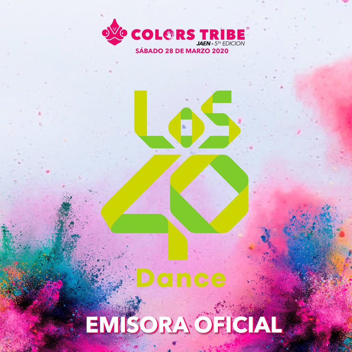 Los40Dance's tweet photo. Muy felices de ser la emisora oficial de @colorstribejaen
El festival de color más grande del país llega a Jaén el sábado 28 de Marzo 2020.
2 escenarios, más de 10 horas de fiesta.
Vive la fiesta de la primavera en #Colorstribe #Jaen
+ info https://t.co/znmRLm5Qti https://t.co/eY6c4aG7ps