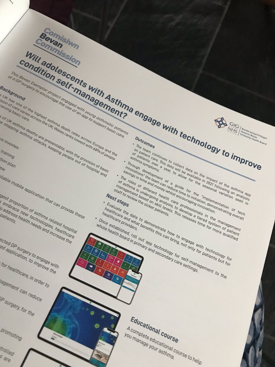 #BevanExemplar Victoria Richards-Green describes her new project. Aims to improve asthma self-management using an app. Will be interesting to see whether this impacts on outcomes. Any #healthcarescience tweeps recommending apps to patients with cardiac/resp conditions?