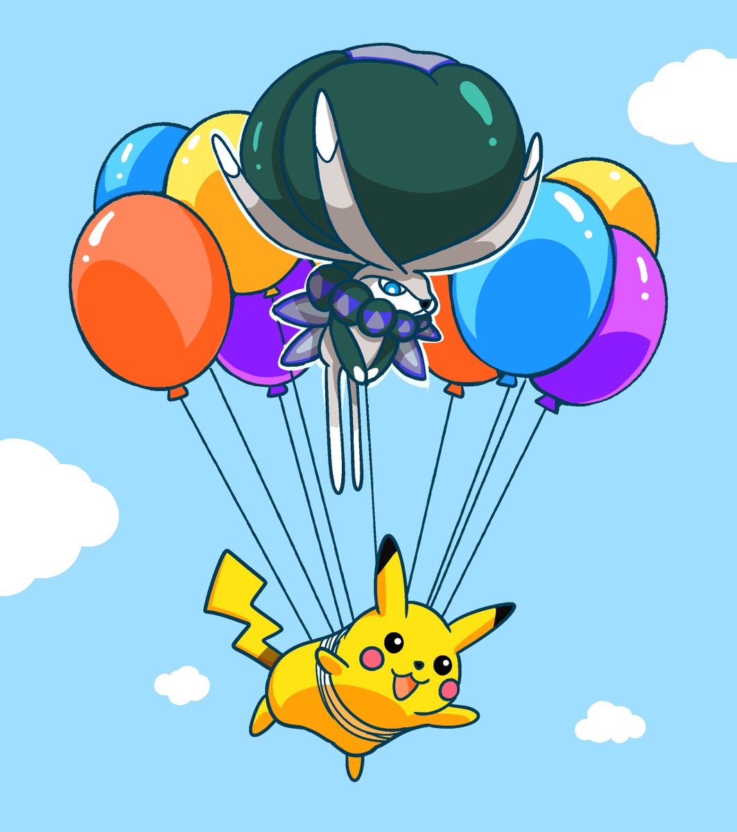 ポケモン 空飛ぶ ピカチュウ と バドレックス ポケモン剣盾 Pokemon 漫画 フキダシコットン 1日1枚 のイラスト
