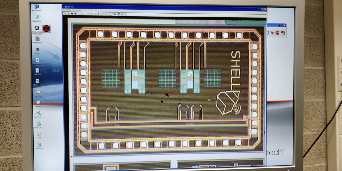 rbz_shell's tweet photo. Here are some #sneekpeaks of our self-designed #ASIC laying on a #wafer-prober.
It was delivered last week. So that we can assemble the chip to the class D amplifier PCB, it has to be bonded and packaged.

Crazy to see work results of half a year on 3mm x 3mm size. https://t.co/ZFINA2Hl4R