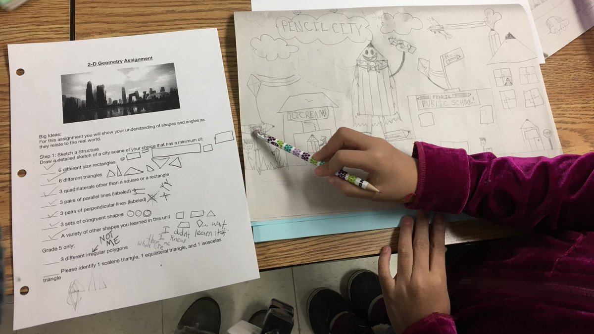c_parkview's tweet photo. #2Dgeometry Ss can’t stop discussing about the new math project, constructing a city skyline using polygons! https://t.co/AY0mHbcjU3