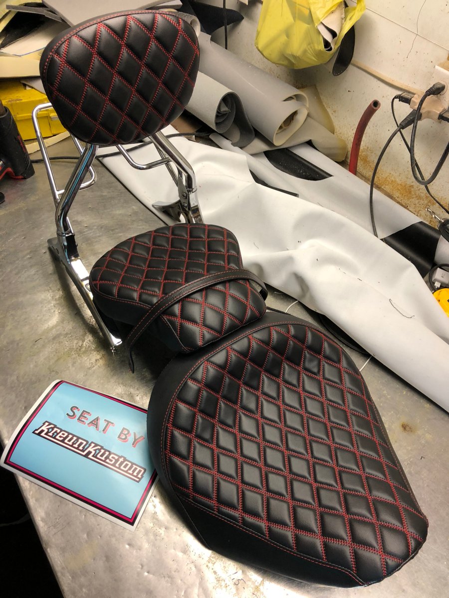 KeystonBros's tweet photo. Black Partners Vinyl with a Red Baseball Stitch 🔥 Great work by Kreun Customs in Rapid City, SD! Ask about our new quilt panels today!
•
•
•
#keystonbros #quiltstitching #upholstery #customstitching #autointerior #vinyl #partnerwithkeyston #interior #custominterior https://t.co/RGLwXkuJia