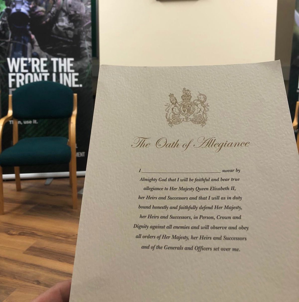 RIrishRegiment's tweet photo. OC B(RUR) Coy overseeing the first attestation for Ypres Pl in Limavady.

Absolutely fantastic news, with more potential recruits in the pipeline. This takes our total attestations for the year to 49 #moreyet #FaB☘️

#RIRISHRESERVES☘️⚔️ https://t.co/WXmUAPocJD