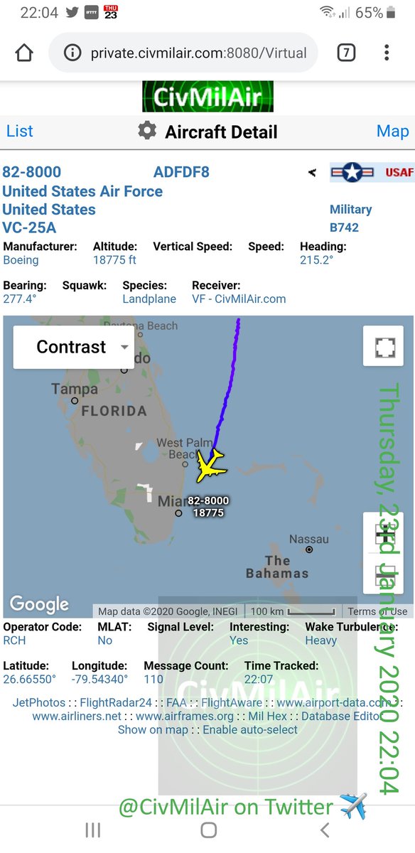 CivMilAir's tweet photo. #ImpeachmentForceOne inbound Miami
๐บ๐ธ US Air Force
VC-25A 82-8000
#AF1 #AssholeOne ๐ฉ ๐คก https://t.co/nftsHRfl9Q