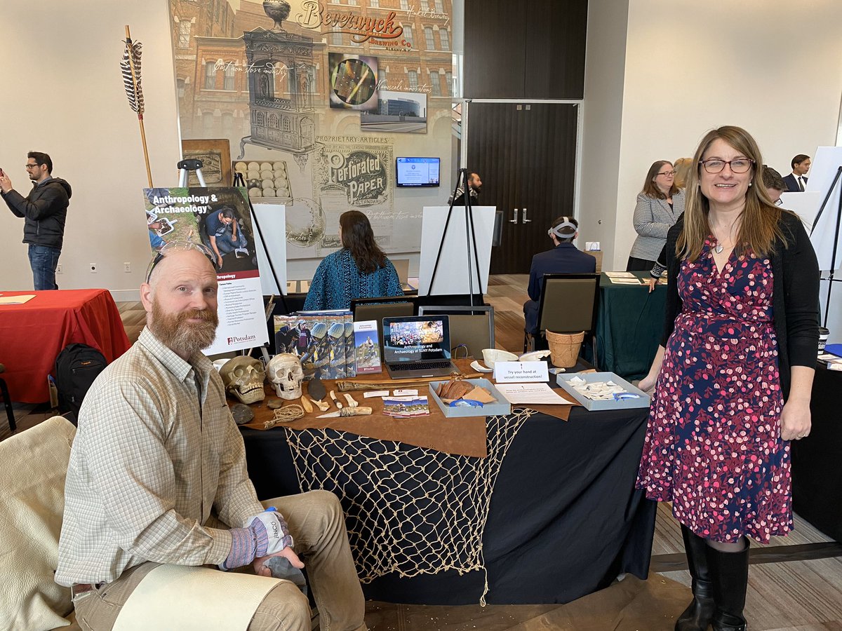 sunypotsdam1816's tweet photo. We’re so lucky to have outstanding professors like Dr. Hadley Kruczek-Aaron, right, and Dr. Timothy Messner who represented SUNY Potsdam today at the Albany Capital Center—showcasing the applied learning opportunities offered through the anthropology department! #PotsdamProud https://t.co/amdyE26hme