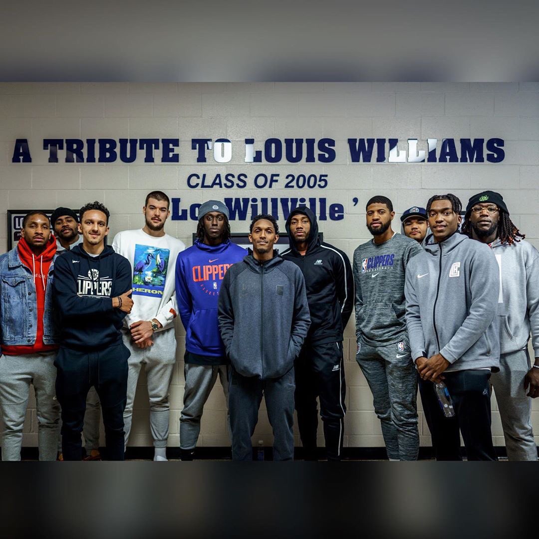 SGHSBasketball's tweet photo. Thank you @TeamLou23 and the rest of @LAClippers coming to South Gwinnett for the floor dedication!! https://t.co/P54idUI2oT