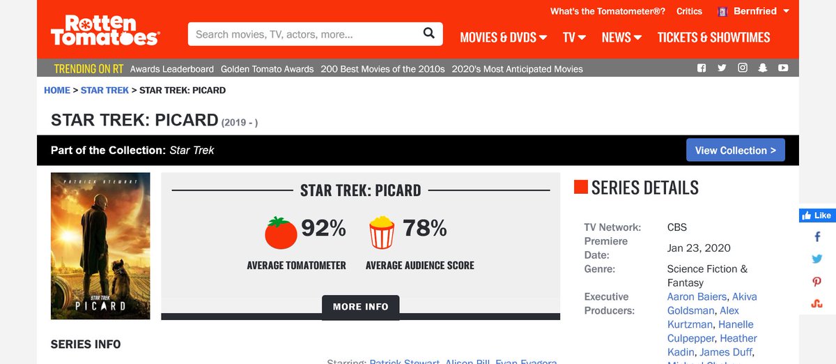 BernfriedI's tweet photo. @doomcock Say WHAAAAAAAAAAT? This is why we dont trust Rotten Tomatoes anymore. This is bullshit. Half of access media kept hating on the pilot and suddenly its at 92% ? #FireAlexKurtzman #BoycottRT https://t.co/xz9zm6mdYe