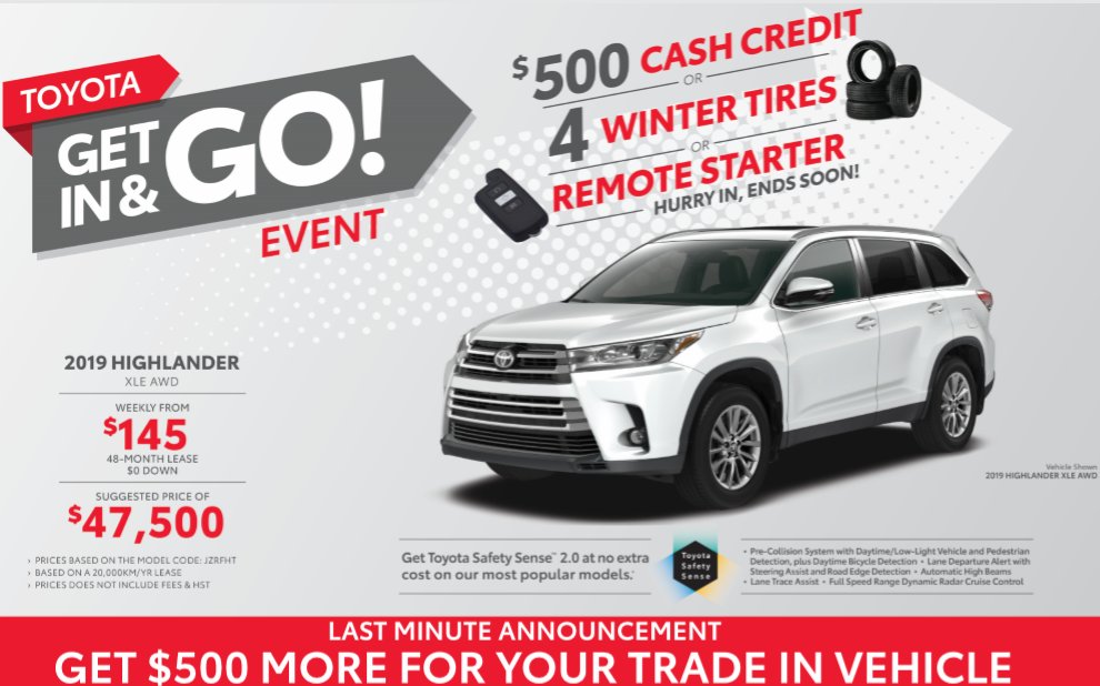 ToyotaWhitby's tweet photo. Take Advantage of This Offer Now at Whitby Toyota! 😉

https://t.co/xAE5hsu7tp https://t.co/JgSus09d4P
