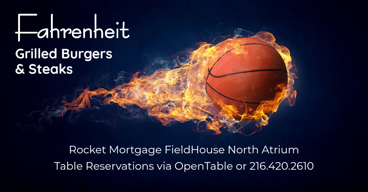 #Fahrenheit at @RMFieldHouse will be open at 5:00PM tonight before the @Cavs game. Table reservations available by calling 216.420.2610 or clicking bit.ly/2OD5Rwc 

#BeTheFight @Rock1Chef <a href="/FieldHouseFoods/">Rocket Mortgage FieldHouse Foods</a> #cleveland