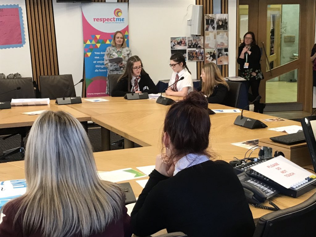 CarnoustieHigh's tweet photo. Well done to Alanna and Katey @CarnoustieHigh Members of the #AngusTHINK Youth Advisory Group @ScotParl to talk about #thinkbeforeyoutype #antibullying  campaign.  Working in a team of @AngusCouncil pupils with @_respectme_  @NSPCC_Scotland https://t.co/fKoyjBZYdm
