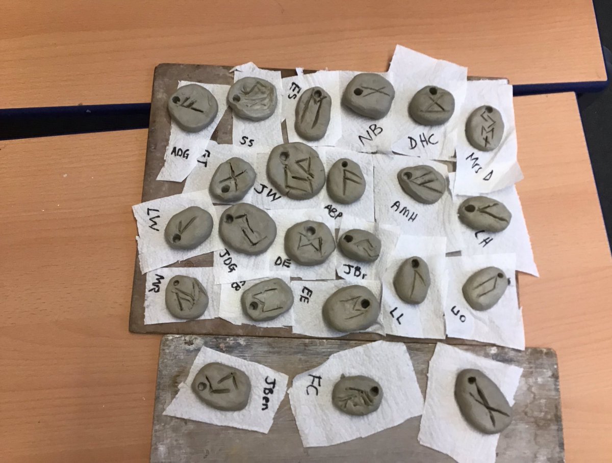 GoodrichCESch's tweet photo. Woodpeckers have also been developing our clay skills to make jewellery and carve runes for our initials. #GSwoodpeckers #GStopic #GSart https://t.co/Q1QTQiwgAA