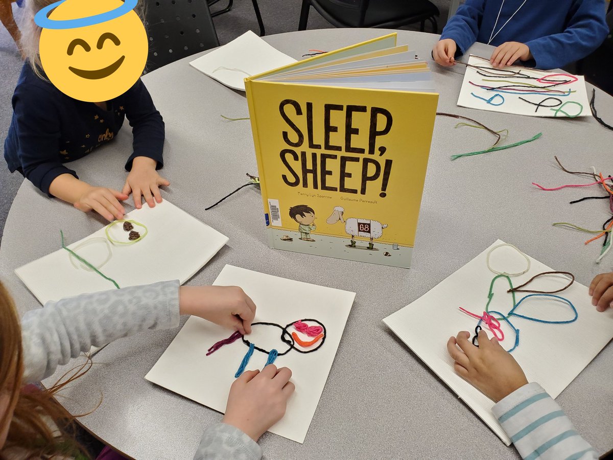 FJewellCormier's tweet photo. Kinders @SharonPublic @FDKSharonPS enjoying Blue Spruce book "Sleep Sheep!"  Look how many sheep can we make?  And we're still NOT tired! @ForestofReading https://t.co/OjB49pzGeV