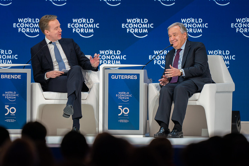 UN_Valovaya's tweet photo. A pleasure to accompany Secretary-General @antonioguterres in his mission to #Davos for the #wef2020 Annual Meeting, particularly during this new year which marks the 75th anniversary of the @UN and the 50th of the @wef. #UN75 https://t.co/hdbkevqdOE