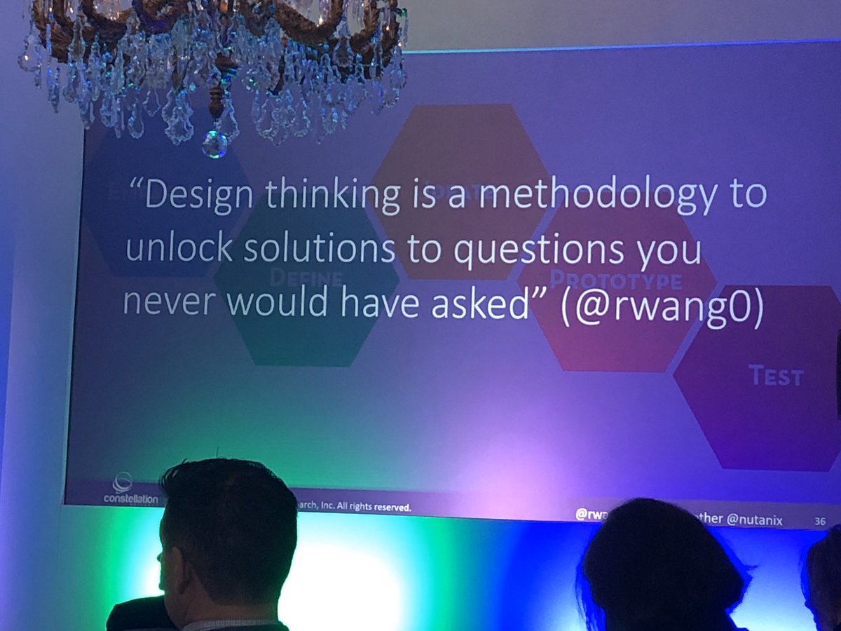 Heather_Willems's tweet photo. Preach! “Design thinking is a methodology to unlock solutions to questions you never would have asked.” @rwang0 #DesignThinking #cloudtogether @nutanix https://t.co/xqI5mZ3Gfj