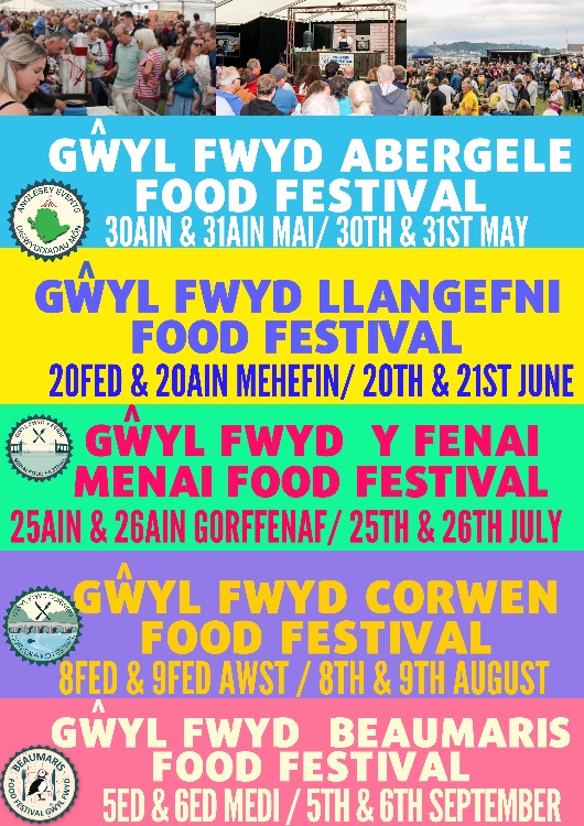 Dyddiadau ar gyfer eich dyddiadur! Hâf cyfan o wyliau bwyd gwych! 
Dates for your Diary -A Summer full of fantastic Food Festivals!  
If you’d like to exhibit please email the team at angleseyeventsltd@gmail.com <a href="/R2gnorthwales/">Raring2go! North Wales</a> <a href="/VisitWalesBiz/">Visit Wales Biz</a> <a href="/visittherange/">Visit Clwydian Range</a> <a href="/visitllangollen/">Visit Llangollen</a>