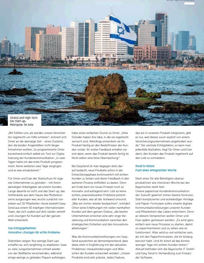 easy_send's tweet image. EasySend, CTO @eranshirazi, is bringing startup nation innovation to Germany!
Check out the post to find out how German insurance is implementing Israeli digital innovation.
#insurance #israelidigitalinnovation #germaninsurance