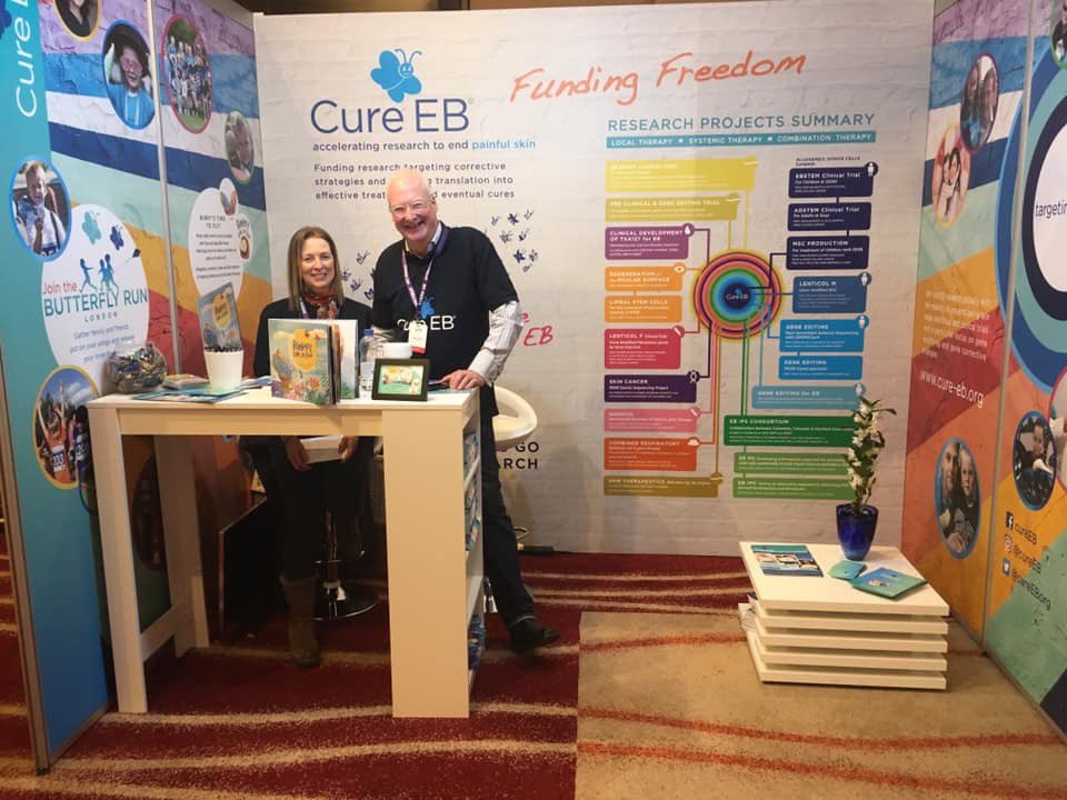 CureEBorg's tweet photo. Wonderful week at #EBWC2020 finishing with speaking on patient parent perspectives of participating in clinical trials with Lena Reidl. Thank you to @CharityDEBRA for organising and running it so well and for inviting us to be partners. Lots of momentum towards treatments! 🦋 https://t.co/qPBEtkTYQj
