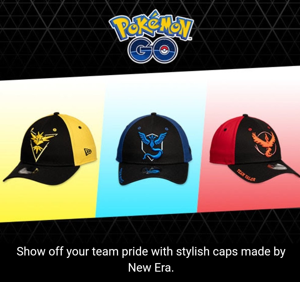 Poke_Clothes's tweet photo. Got this in my email from the Pokemon Center today! These new #pokemongo hats are so awesome!! They match the all black ones in game and I love that the teamed up with @NewEraCap to give us some new high quality gear! Summer is coming and I'm already ready to get out and walk! https://t.co/LAC2x7MyUI