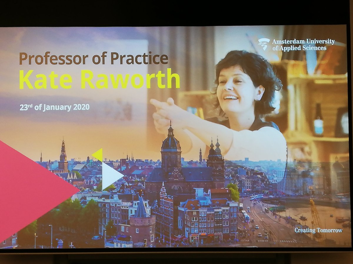 M_Cornielje's tweet photo. #KateRaworth First @HvA Professor of Practice! Tijd voor een nw economisch model; de behoeften van allen binnen de draagkracht vd Aarde 💚 #Doughnuteconomics What is your 2020 vision? #DoTheDonut, @DonutDDay II #monetaryreform #basicincome #sustainability April 2020. Stay tuned! https://t.co/slROheYvBE