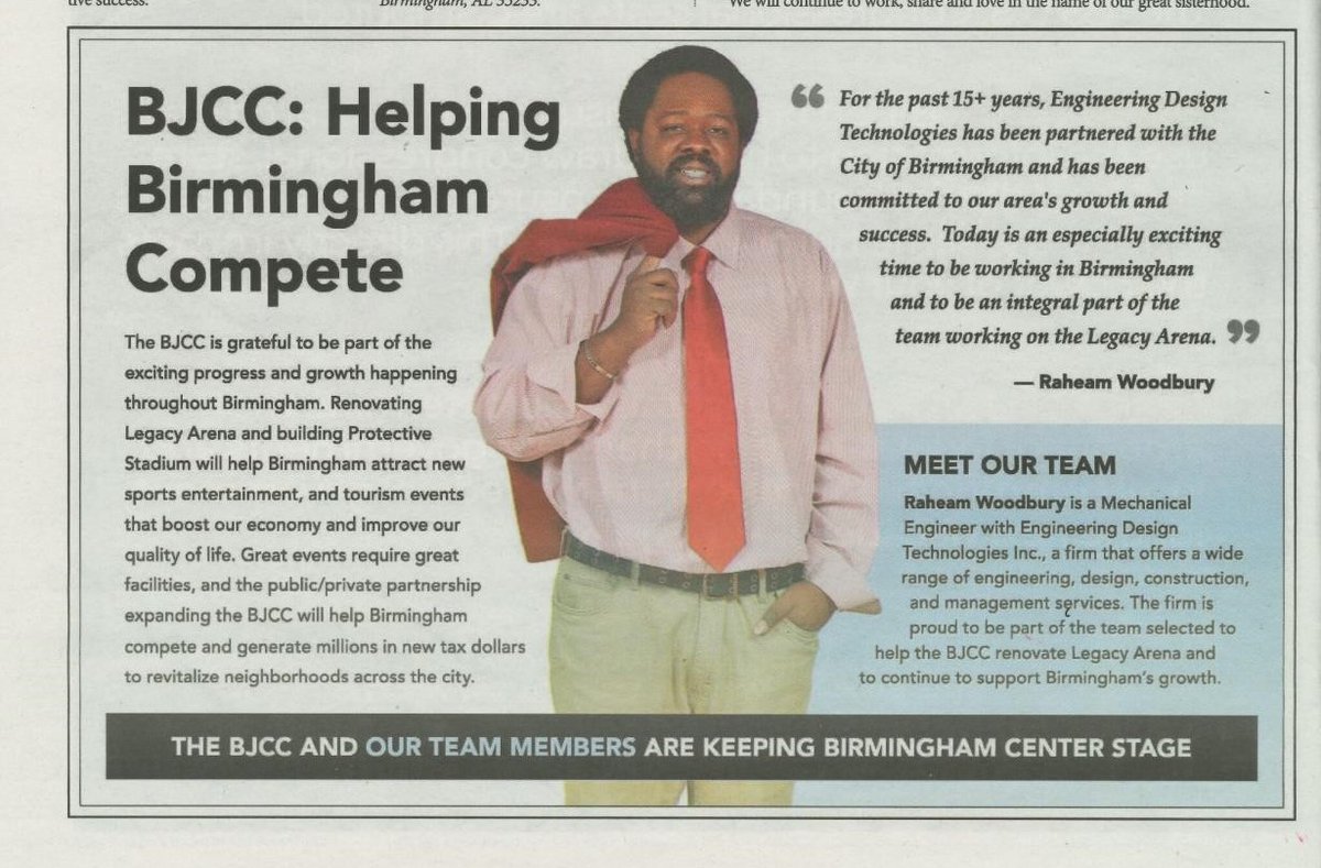 Check out this excerpt from the @BirminghamTimes with our #Mechanical Engineer, Raheam Woodbury! Read about some of our work with the @BJCC for #renovation and growth in the #CityofBirmingham.