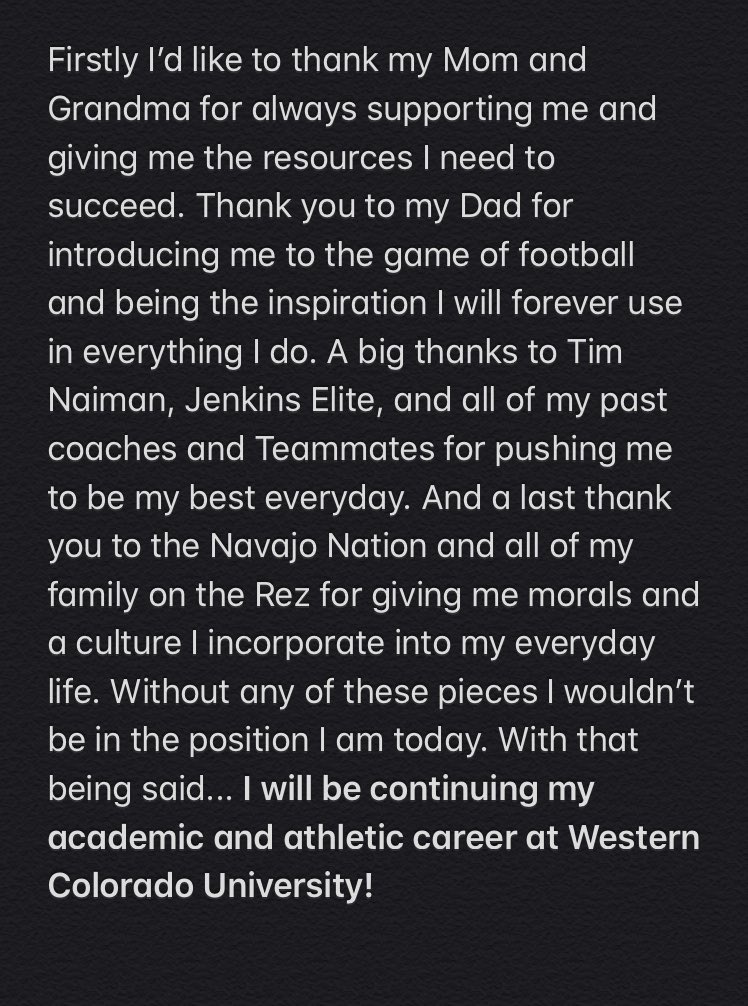 Can’t wait to get started! Thank you <a href="/Jas_Bains_12/">Jas Bains</a> and the entire <a href="/MountaineerFB/">Western Colorado Football</a> staff for believing in me! #MountUp        <a href="/GoTrojanNation/">LHS Athletics</a> <a href="/jenkins_elite/">Jenkins Elite</a> <a href="/ndnsports/">NDNSPORTS.COM</a>