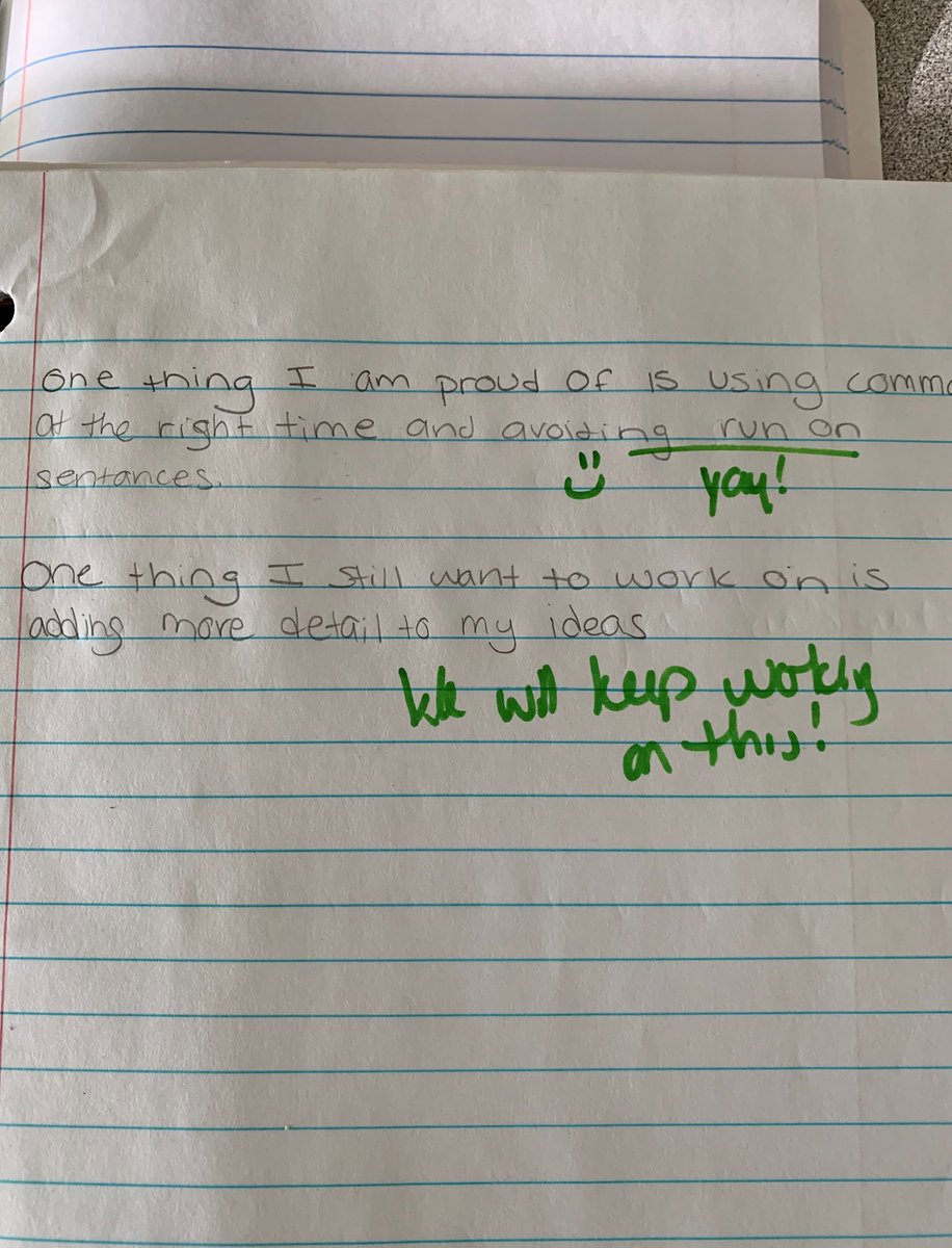 English8GMS's tweet photo. Students reflected on their essays after one on one conferences. I'm excited to see the growth in how they can talk about and reflect on their learning!
#GMSbelieves #reflectingonlearning https://t.co/45sFVYUByP