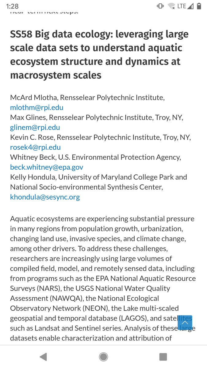 ws_beck's tweet photo. So many great looking sessions at the @aslo_org @BenthosNews annual meeting! Here's one more for those studying freshwater systems using #BigData at #Macrosystem scales! https://t.co/SNFvd7Zjwq